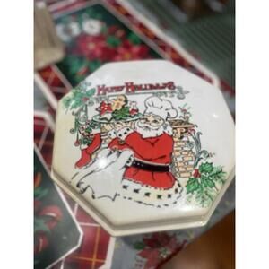 1980's Vintage Plastic Santa.Claus Cookie/Candy Box 8"×8"×3.5" Nostalgic 90’s